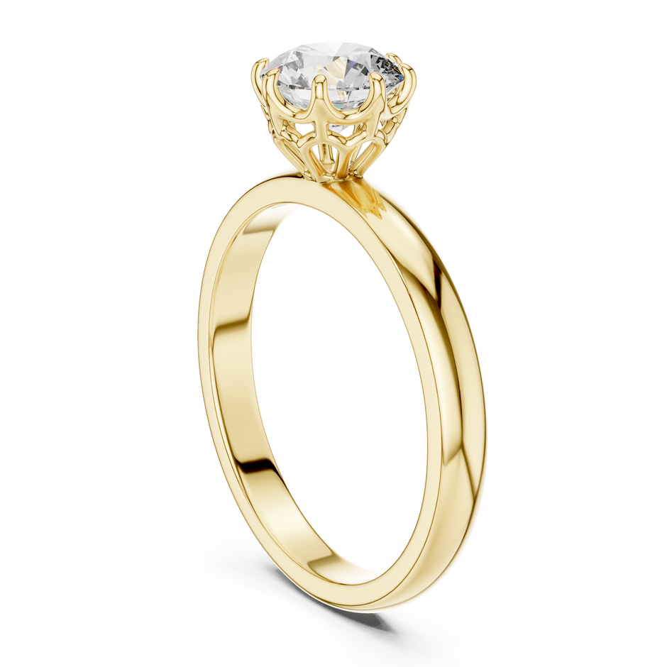 Eight-Prong Filigree Basket 1ct Round Lab Grown Diamond Solitaire Ring