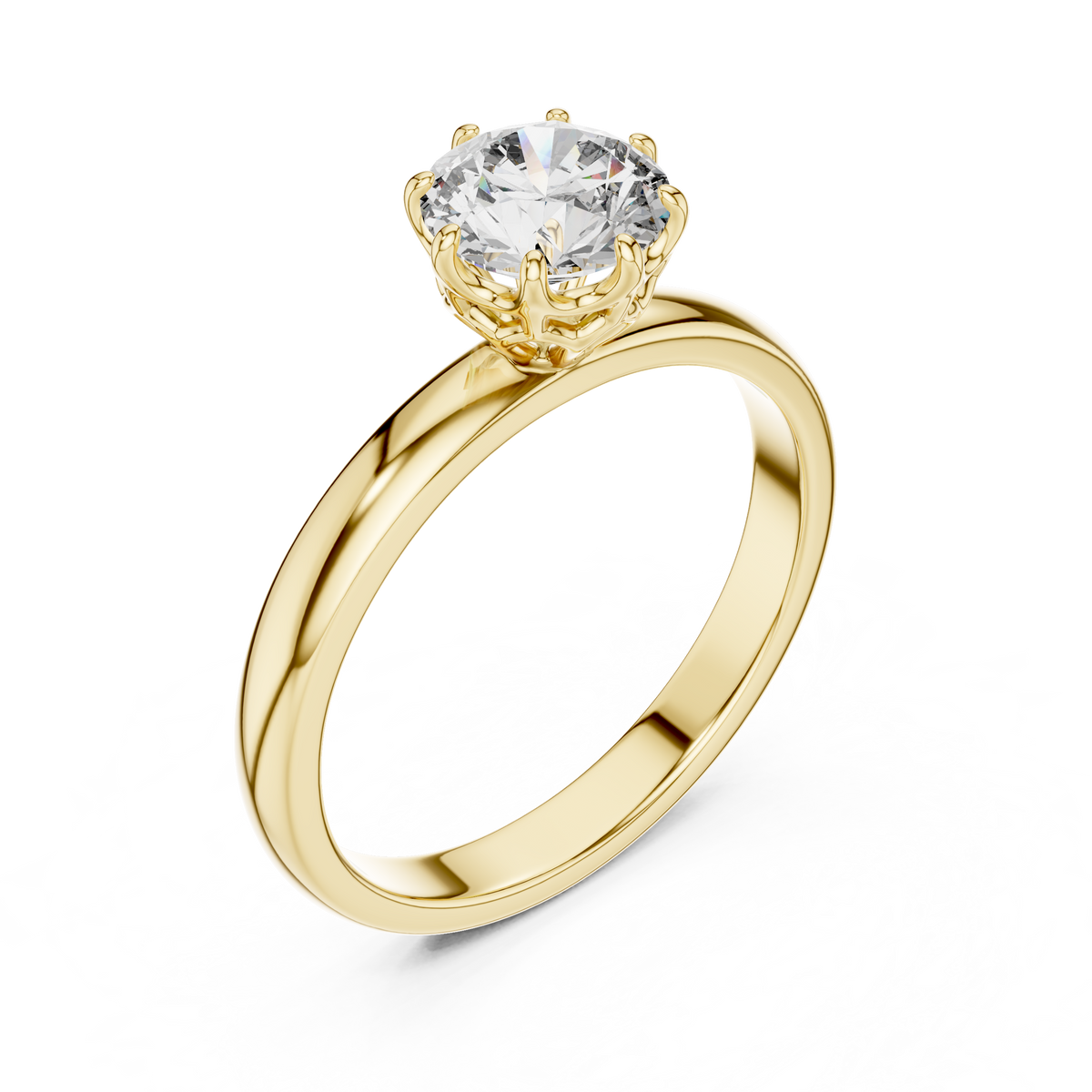 Eight-Prong Filigree Basket 1ct Round Lab Grown Diamond Solitaire Ring