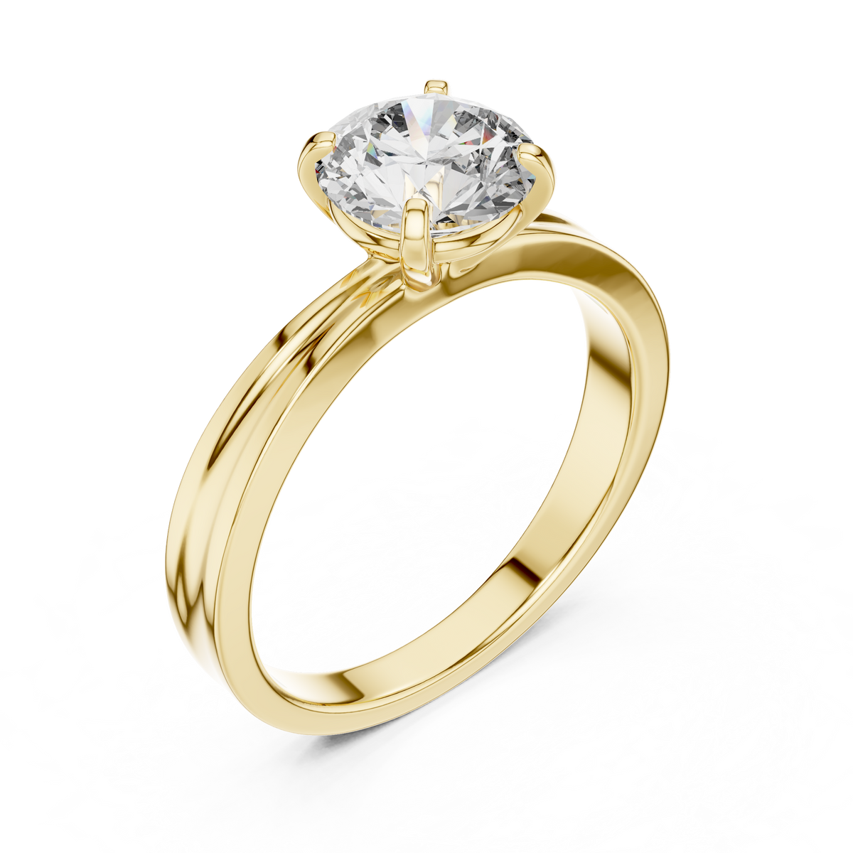 1ct Round Cut Lab Grown Diamond Solitaire Wide Band Engagement Ring