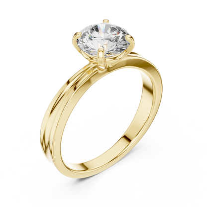 1ct Round Cut Lab Grown Diamond Solitaire Wide Band Engagement Ring