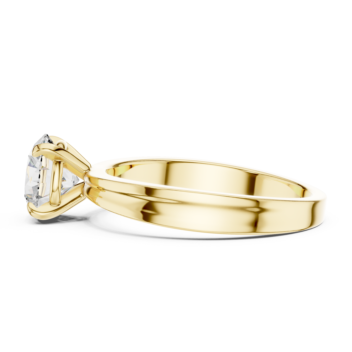 1ct Round Cut Lab Grown Diamond Solitaire Wide Band Engagement Ring