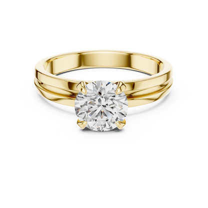 1ct Round Cut Lab Grown Diamond Solitaire Engagement Ring with Grooved Band