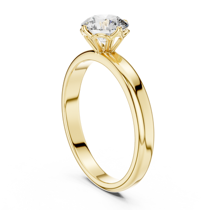 Crown Gallery Round Lab Grown Diamond Solitaire Ring With Plain Band