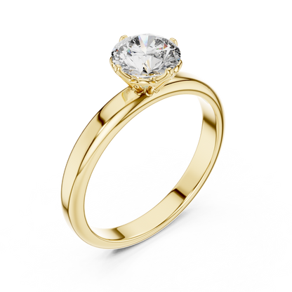 Crown Gallery Round Lab Grown Diamond Solitaire Ring With Plain Band