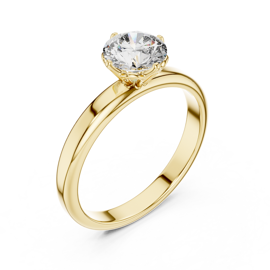 Crown Gallery Round Lab Grown Diamond Solitaire Ring With Plain Band