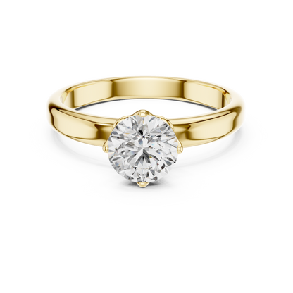 Crown Gallery Round Lab Grown Diamond Solitaire Ring With Plain Band
