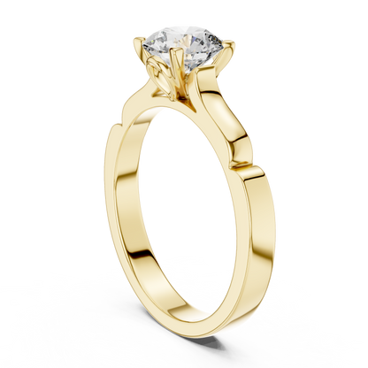 Four-Prong Round Lab Grown Diamond Solitaire Ring with Stepped Shoulders