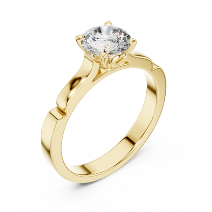 Four-Prong Round Lab Grown Diamond Solitaire Ring with Stepped Shoulders