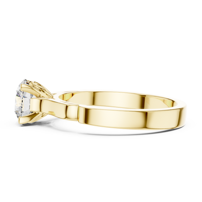 Four-Prong Round Lab Grown Diamond Solitaire Ring with Stepped Shoulders
