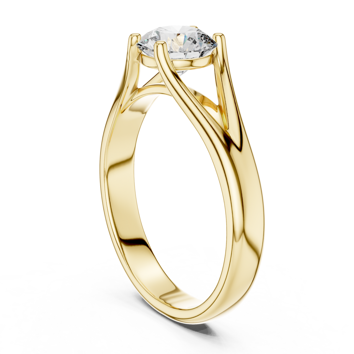 Modern Split-Shank 1ct Round Cut Lab Grown Diamond Solitaire Engagement Ring