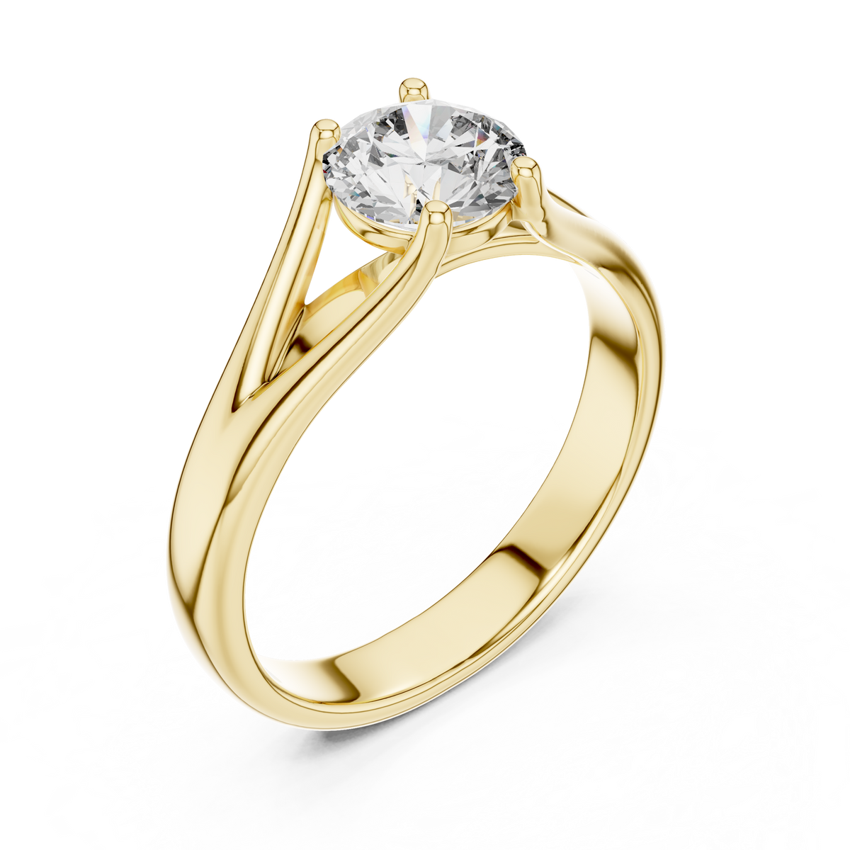 Modern Split-Shank 1ct Round Cut Lab Grown Diamond Solitaire Engagement Ring