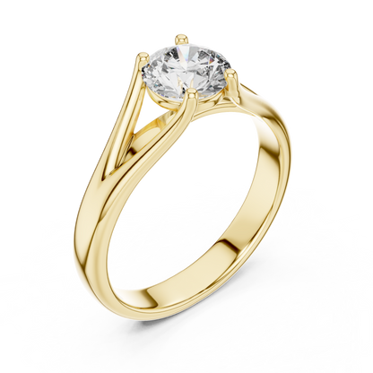 Modern Split-Shank 1ct Round Cut Lab Grown Diamond Solitaire Engagement Ring