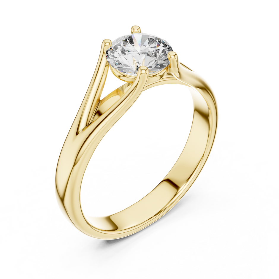Modern Split-Shank 1ct Round Cut Lab Grown Diamond Solitaire Engagement Ring