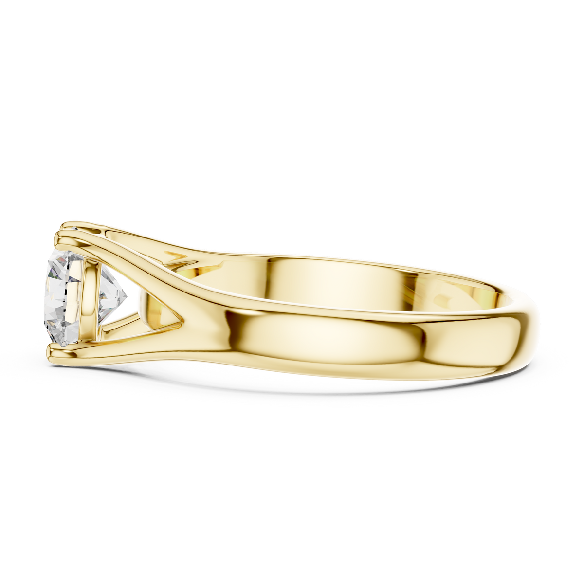 Modern Split-Shank 1ct Round Cut Lab Grown Diamond Solitaire Engagement Ring