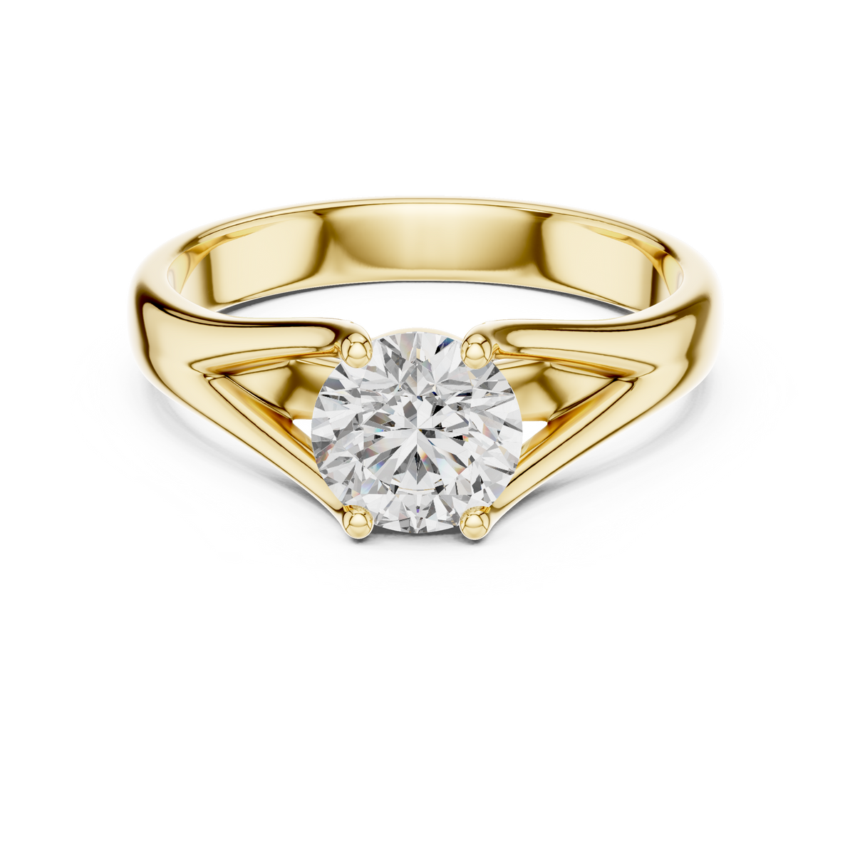 Modern Split-Shank 1ct Round Cut Lab Grown Diamond Solitaire Engagement Ring