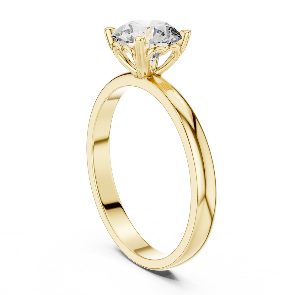 Heart Basket Round Cut Lab Grown Diamond Solitaire Engagement Ring