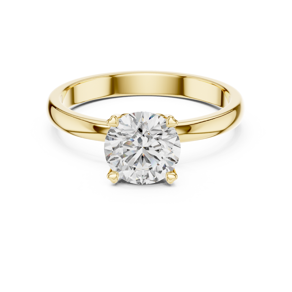 Heart Basket Round Cut Lab Grown Diamond Solitaire Engagement Ring