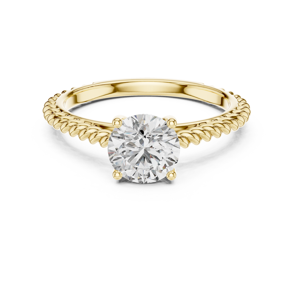 Vintage Twisted Rope Band Round Cut Lab Grown Diamond Solitaire Engagement Ring