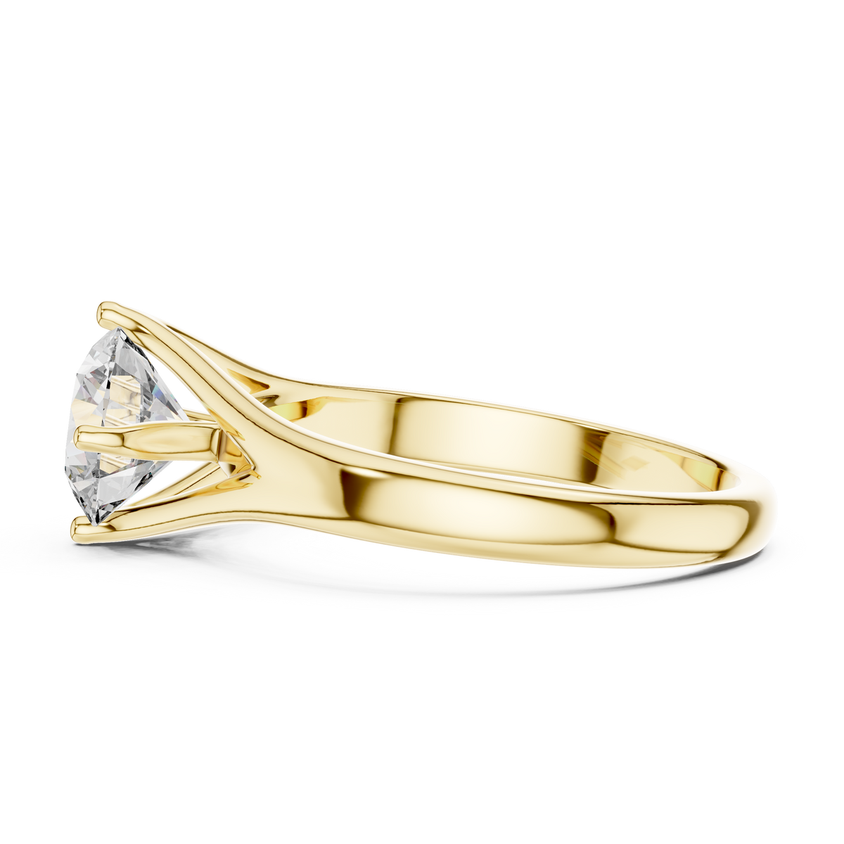 Modern Crossover Split-Shank Round Cut Lab Grown Diamond Solitaire Engagement Ring