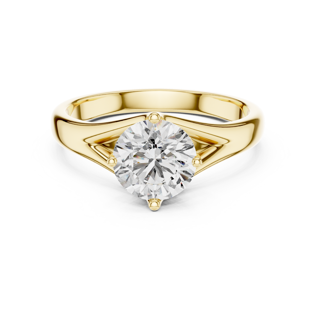 Modern Crossover Split-Shank Round Cut Lab Grown Diamond Solitaire Engagement Ring