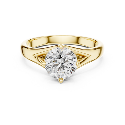 Modern Crossover Split-Shank Round Cut Lab Grown Diamond Solitaire Engagement Ring