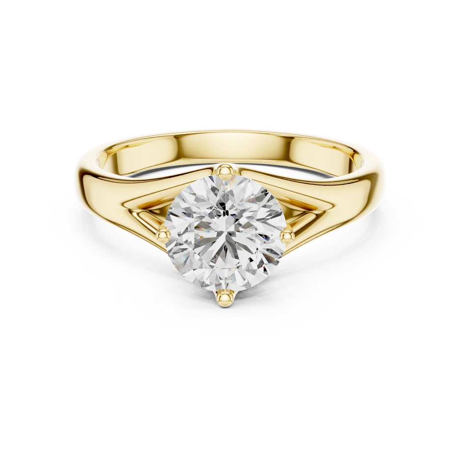 Modern Crossover Split-Shank Round Cut Lab Grown Diamond Solitaire Engagement Ring