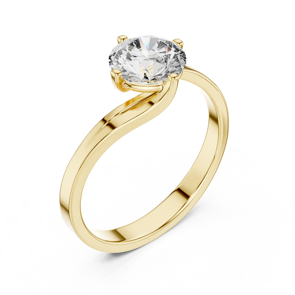 Modern Bypass Round Cut Lab Grown Diamond Solitaire Engagement Ring
