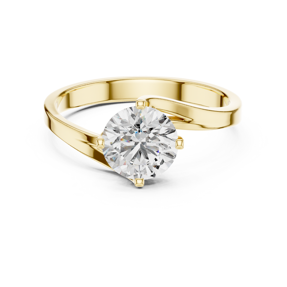 Modern Bypass Round Cut Lab Grown Diamond Solitaire Engagement Ring