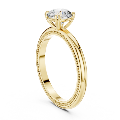 Vintage Milgrain Edge Round Cut Lab Grown Diamond Solitaire Engagement Ring