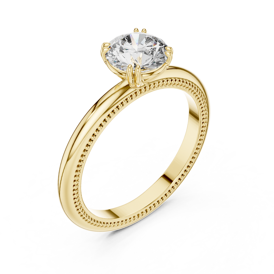 Vintage Milgrain Edge Round Cut Lab Grown Diamond Solitaire Engagement Ring
