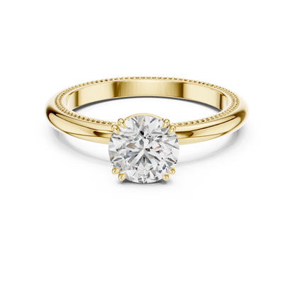 Vintage Milgrain Edge Round Cut Lab Grown Diamond Solitaire Engagement Ring