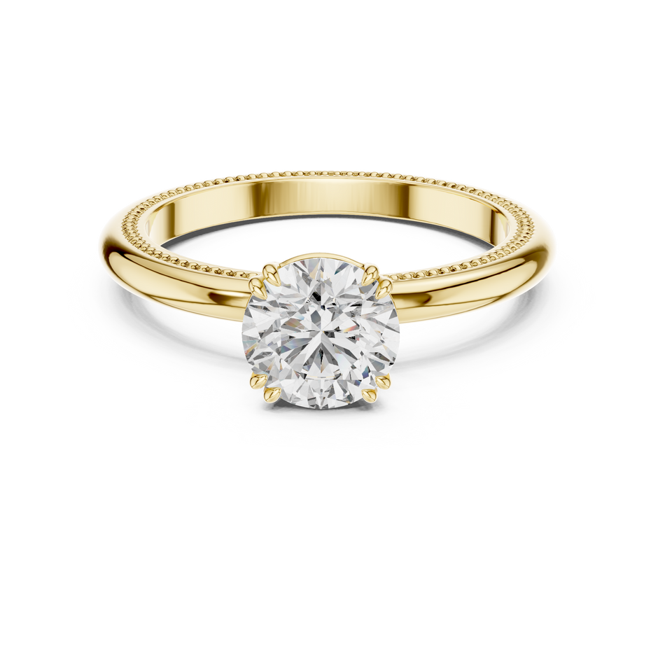 Vintage Milgrain Edge Round Cut Lab Grown Diamond Solitaire Engagement Ring