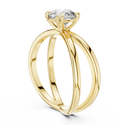 Double Band Crossover Round Cut Lab Grown Diamond Solitaire Engagement Ring