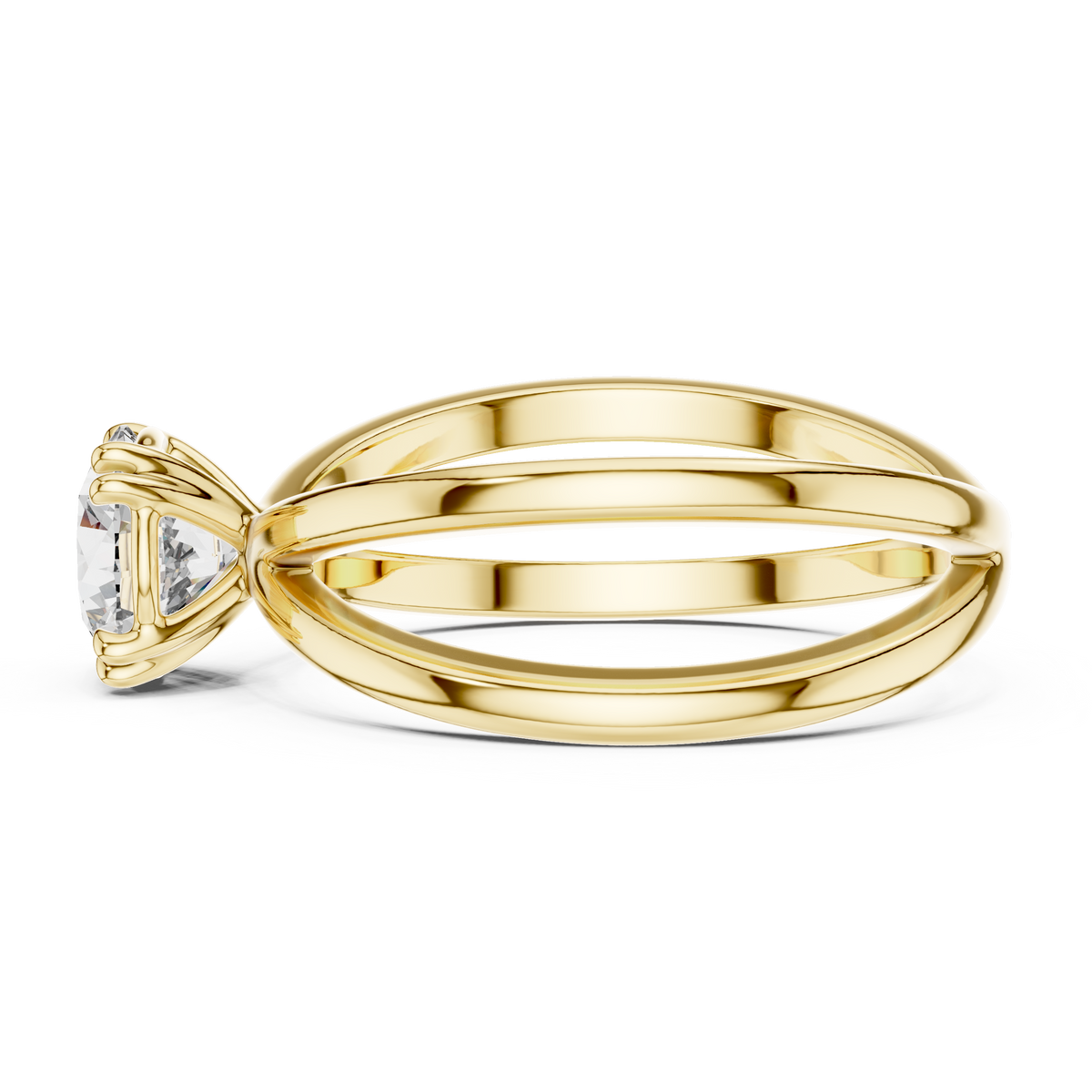Double Band Crossover Round Cut Lab Grown Diamond Solitaire Engagement Ring