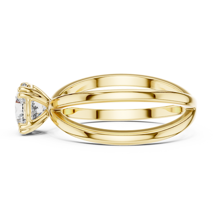 Double Band Crossover Round Cut Lab Grown Diamond Solitaire Engagement Ring