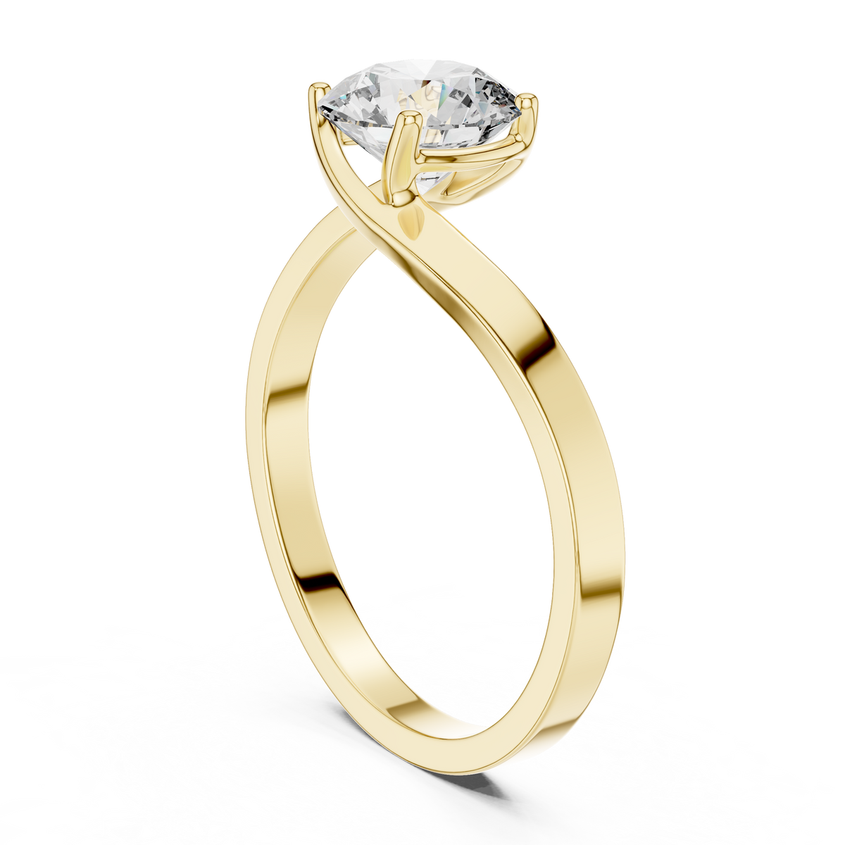 Swooping Bypass Round Lab Grown Diamond Solitaire Engagement Ring