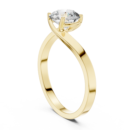Swooping Bypass Round Lab Grown Diamond Solitaire Engagement Ring