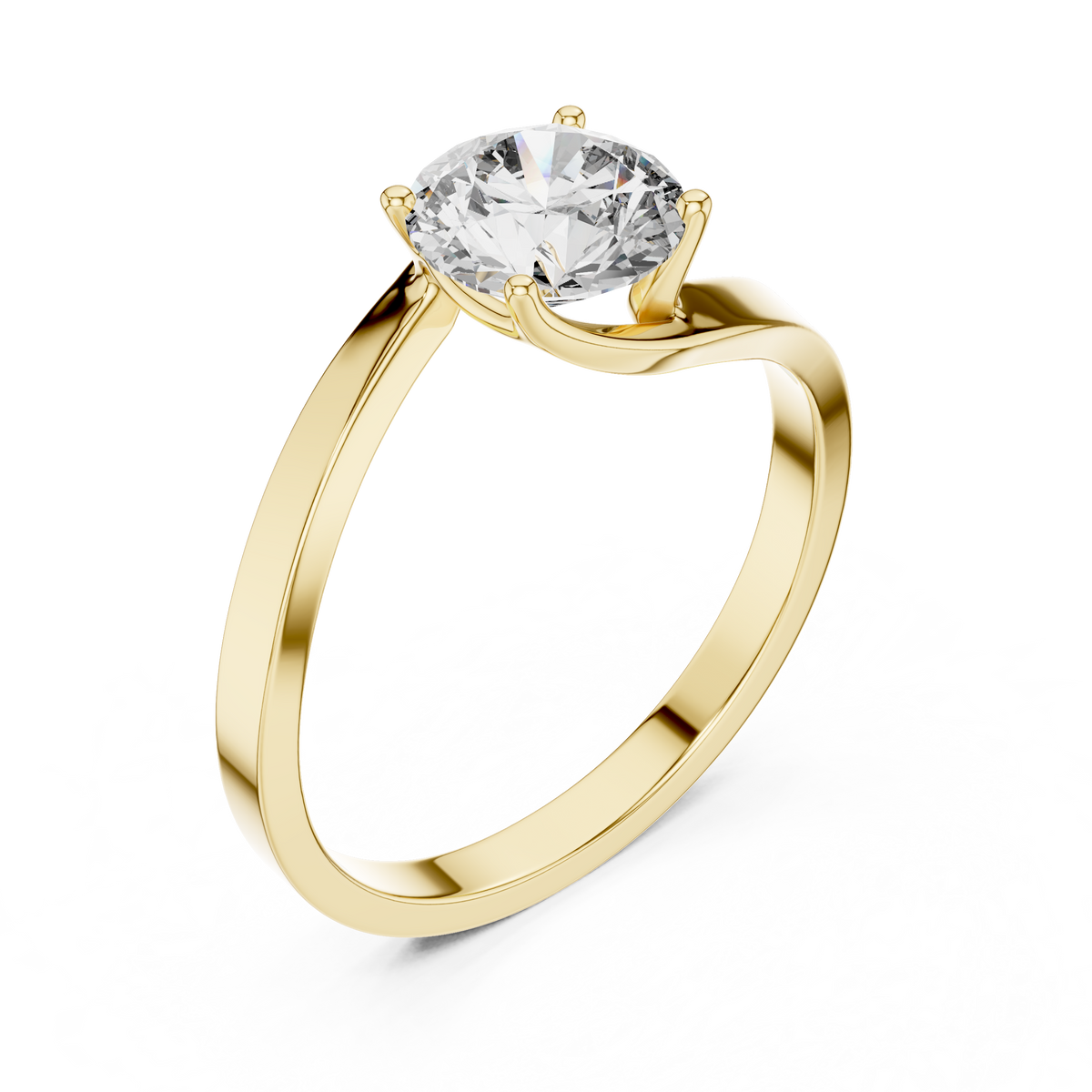 Swooping Bypass Round Lab Grown Diamond Solitaire Engagement Ring
