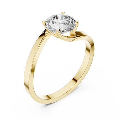 Swooping Bypass Round Lab Grown Diamond Solitaire Engagement Ring
