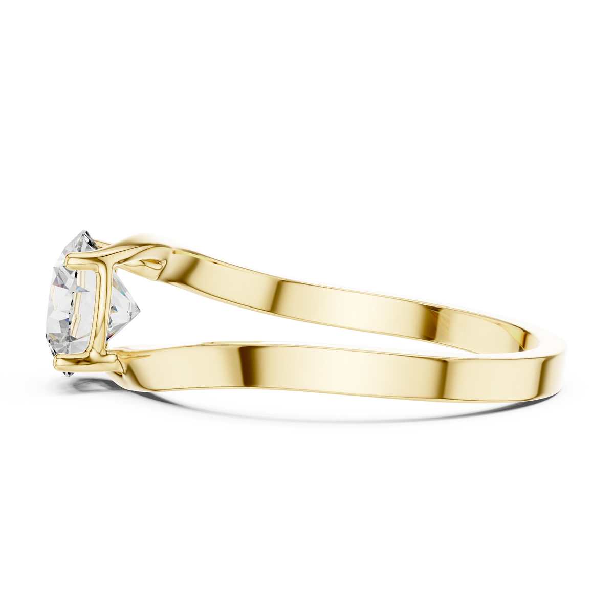 Swooping Bypass Round Lab Grown Diamond Solitaire Engagement Ring