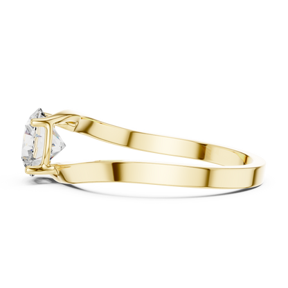 Swooping Bypass Round Lab Grown Diamond Solitaire Engagement Ring