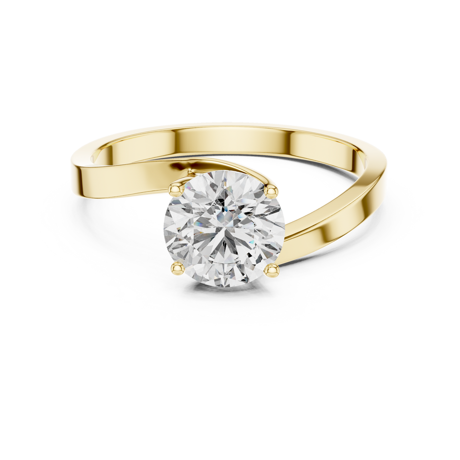 Swooping Bypass Round Lab Grown Diamond Solitaire Engagement Ring