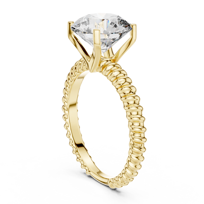 Full Twisted Rope 3ct Band Round Cut Lab Grown Diamond Solitaire Engagement
