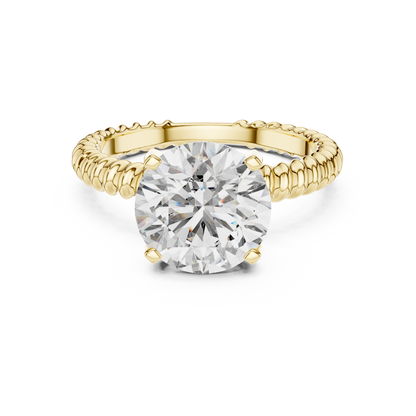 Full Twisted Rope 3ct Band Round Cut Lab Grown Diamond Solitaire Engagement