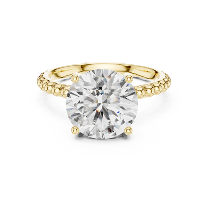 Bubble Beaded Band 3ct Round Cut Lab Grown Diamond Solitaire Engagement Ring