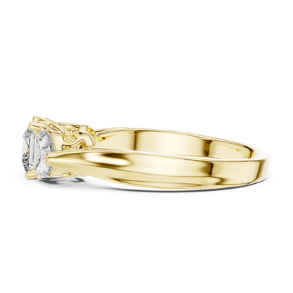 Princess Cut Center with Heart Side Stones Lab Grown Diamond Three-Stone Engagement Ring