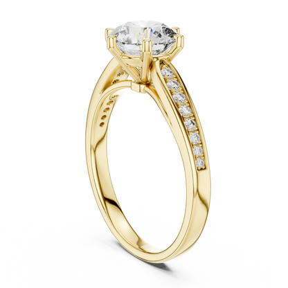 Channel-Set 1ct Round Cut Lab Grown Diamond Engagement Ring with Six-Prong