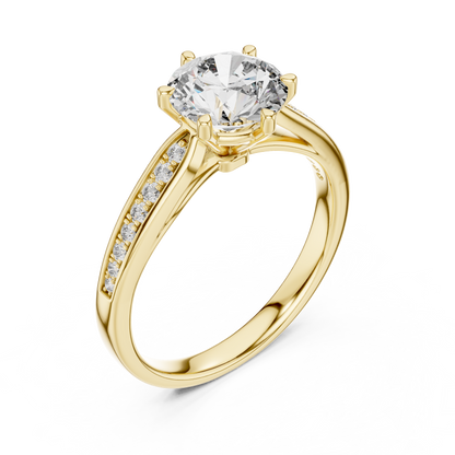 Channel-Set 1ct Round Cut Lab Grown Diamond Engagement Ring with Six-Prong
