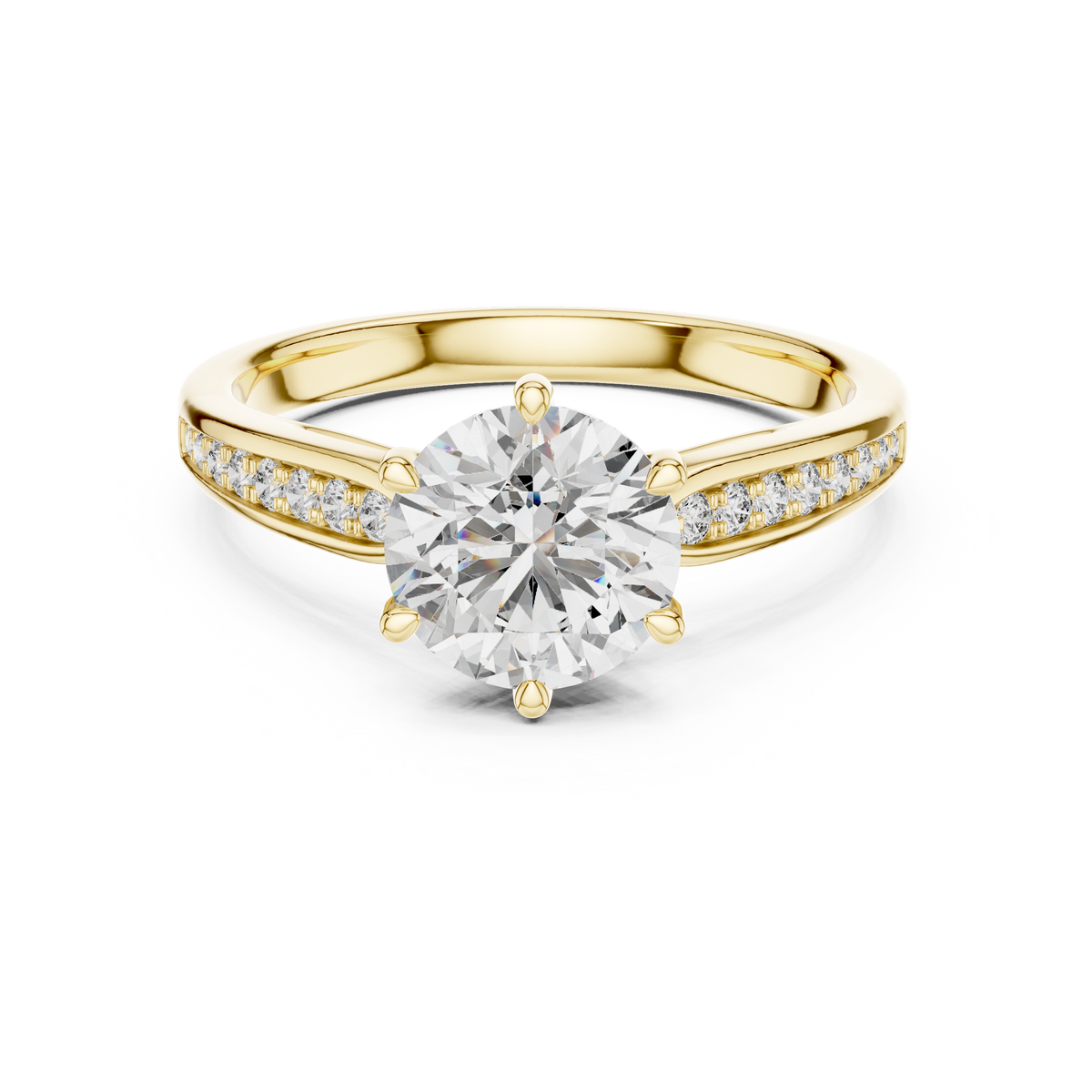 Channel-Set 1ct Round Cut Lab Grown Diamond Engagement Ring with Six-Prong