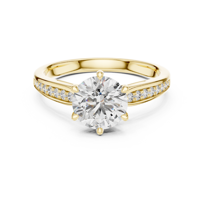 Channel-Set 1ct Round Cut Lab Grown Diamond Engagement Ring with Six-Prong